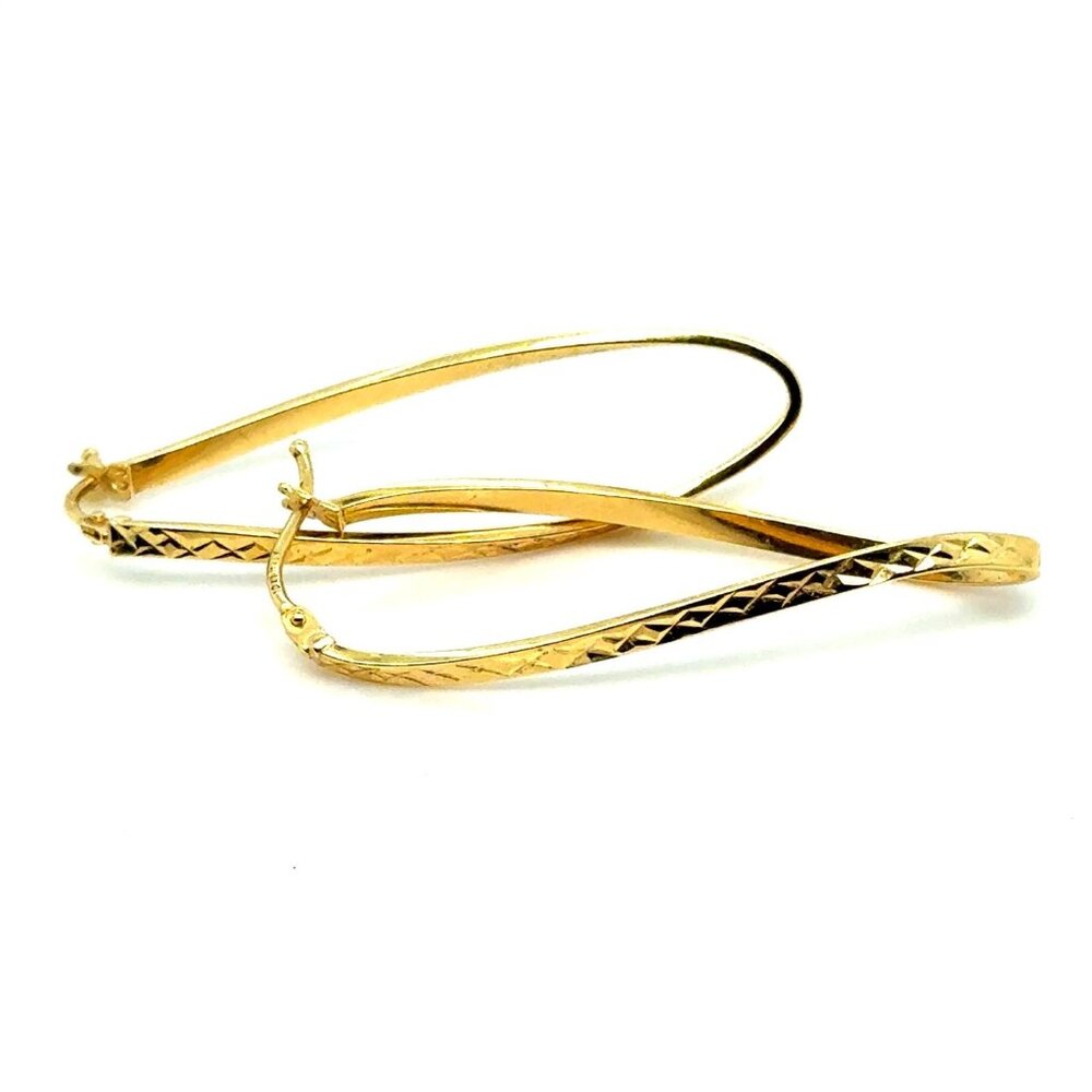 10K Italy Oval Twisted Hoops Earrings